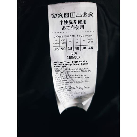 'S Max Mara Cervia Fringe Linen Pants In Black Size 16 - Picture 9 of 9